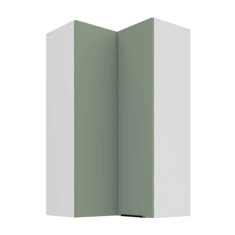 Vysoká horní rohová skříňka LUNARA 2 - 60x60 cm, zelená / bílá