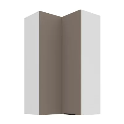 Vysoká horní rohová skříňka LUNARA 2 - 60x60 cm, tmavě béžová / bílá