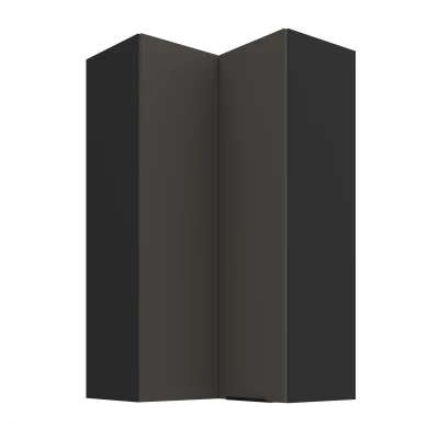 Vysoká horní rohová skříňka LUNARA 2 - 60x60 cm, grafit / černá