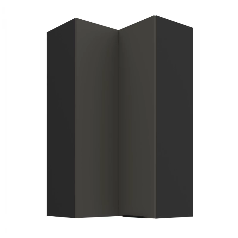 Vysoká horní rohová skříňka LUNARA 2 - 60x60 cm, grafit / černá