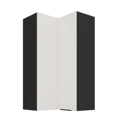 Vysoká horní rohová skříňka LUNARA 2 - 60x60 cm, bílá / černá