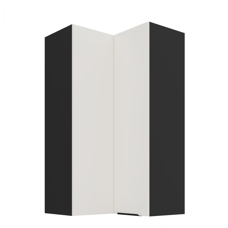 Vysoká horní rohová skříňka LUNARA 2 - 60x60 cm, bílá / černá
