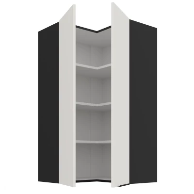 Vysoká horní rohová skříňka LUNARA 2 - 60x60 cm, bílá / černá
