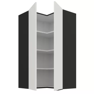 Vysoká horní rohová skříňka LUNARA 2 - 60x60 cm, bílá / černá