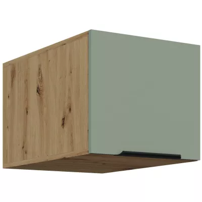 Horní skříňka s výklopnými dvířky LUNARA - šířka 40 cm, zelená / dub artisan