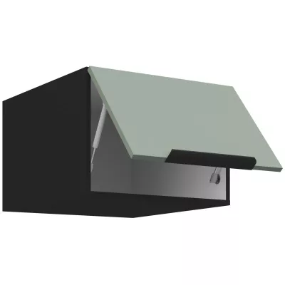 Horní skříňka s výklopnými dvířky LUNARA - šířka 50 cm, zelená / černá