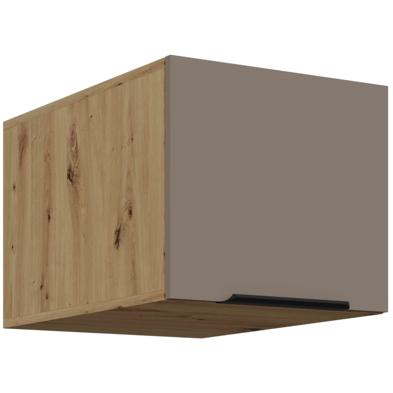 Horní skříňka s výklopnými dvířky LUNARA - šířka 40 cm, tmavě béžová / dub artisan