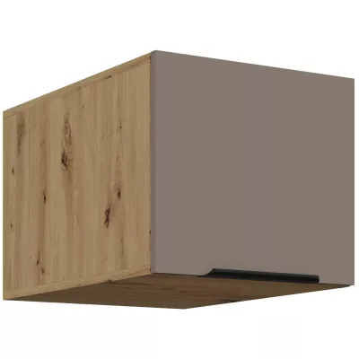 Horní skříňka s výklopnými dvířky LUNARA - šířka 40 cm, tmavě béžová / dub artisan