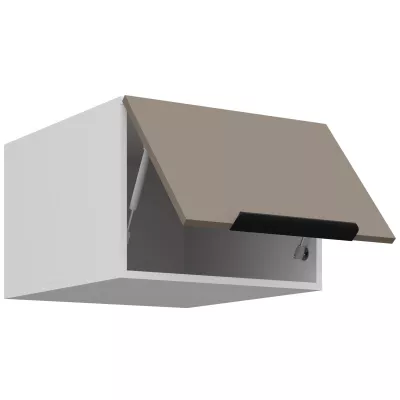 Horní skříňka s výklopnými dvířky LUNARA - šířka 50 cm, tmavě béžová / bílá