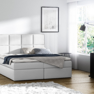 Čalouněná postel s úložným prostorem Sivio bílá eko kůže 140 + TOPPER ZDARMA