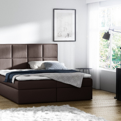 Čalouněná postel s úložným prostorem Sivio hnědá eko kůže 140 + TOPPER ZDARMA