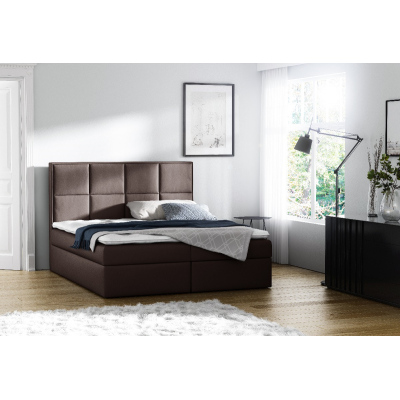 Čalouněná postel s úložným prostorem Sivio hnědá eko kůže 140 + TOPPER ZDARMA