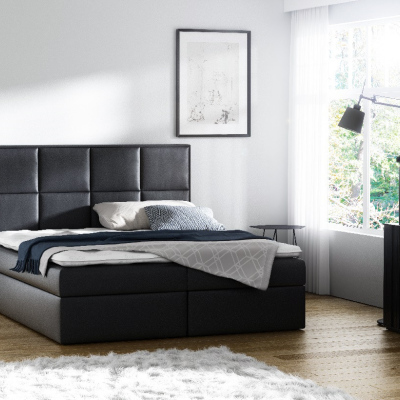 Čalouněná postel s úložným prostorem Sivio černá eko kůže 140 + TOPPER ZDARMA