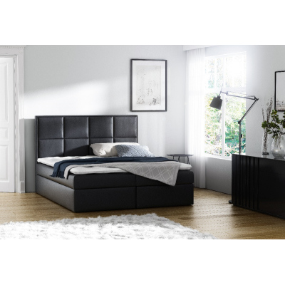 Čalouněná postel s úložným prostorem Sivio černá eko kůže 140 + TOPPER ZDARMA