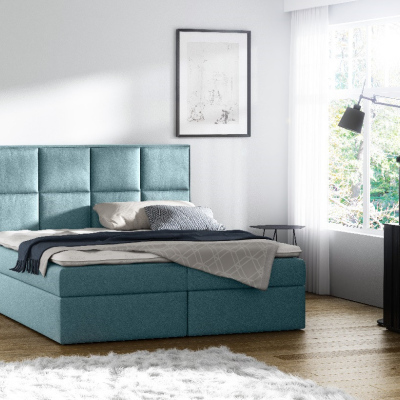Čalouněná postel s úložným prostorem Sivio modrá 140 + TOPPER ZDARMA