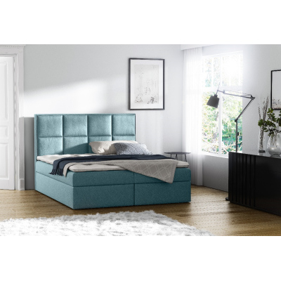 Čalouněná postel s úložným prostorem Sivio modrá 140 + TOPPER ZDARMA