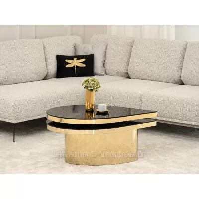 Designový konferenční stolek Elemento - černé sklo / zlatý