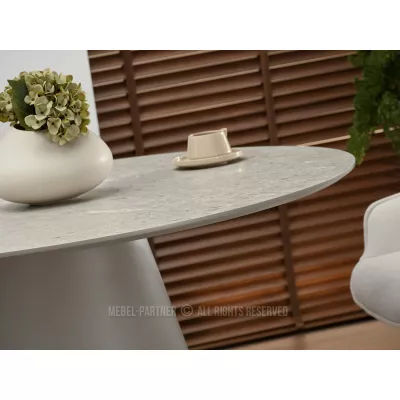 Kulatý jídelní stůl 120 cm DONIS - šedý mramor / šedý