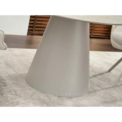 Kulatý jídelní stůl 120 cm DONIS - šedý mramor / šedý