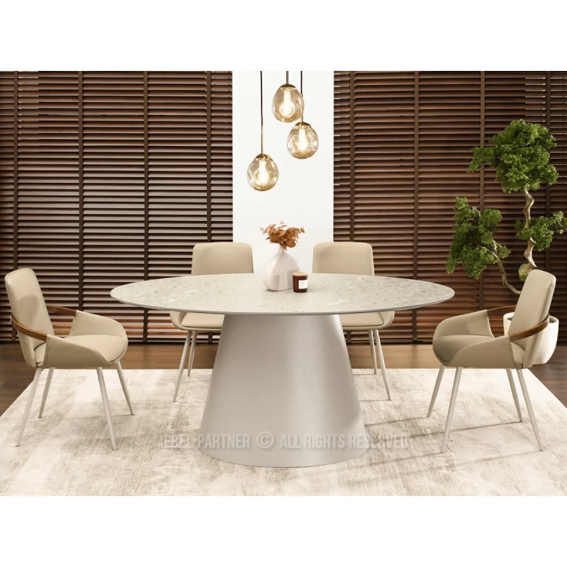 Oválný jídelní stůl 160x90 cm ELIAM - šedý mramor / šedý