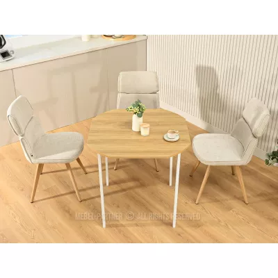 Moderní jídelní stůl HENRIK - světlý dub / bílý