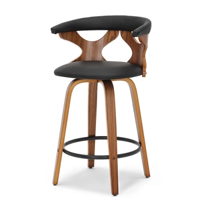 Designová barová židle ANELIS - černá / ořech