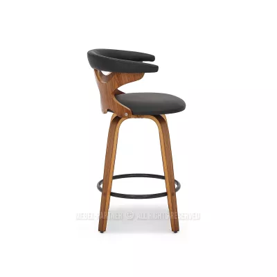 Designová barová židle ANELIS - černá / ořech