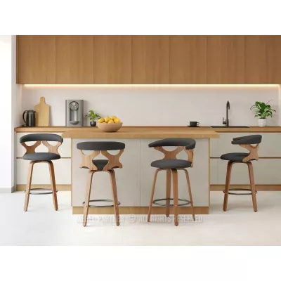 Designová barová židle ANELIS - černá / ořech
