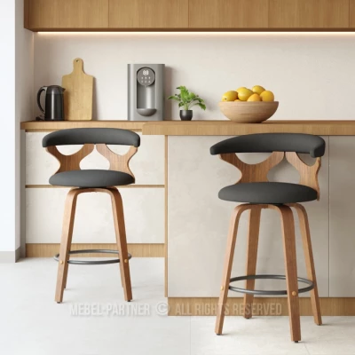 Designová barová židle ANELIS - černá / ořech
