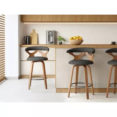 Designová barová židle ANELIS - černá / ořech