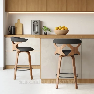 Designová barová židle ANELIS - černá / ořech