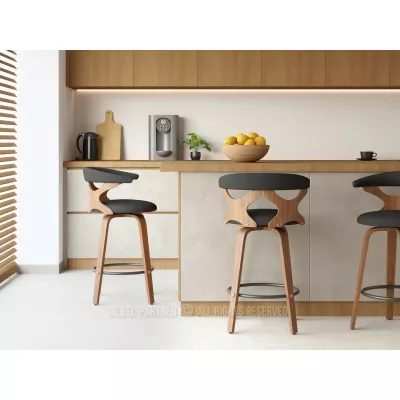 Designová barová židle ANELIS - černá / ořech