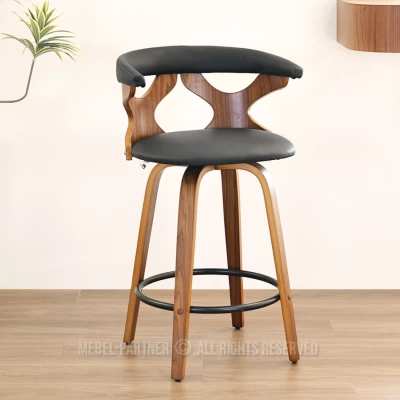 Designová barová židle ANELIS - černá / ořech