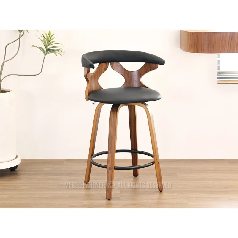 Designová barová židle ANELIS - černá / ořech