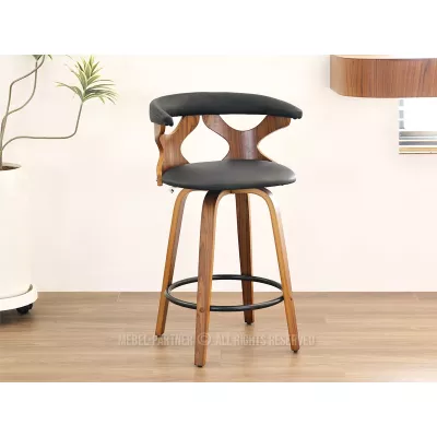 Designová barová židle ANELIS - černá / ořech