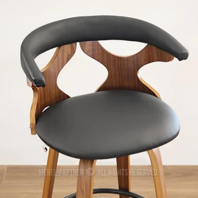 Designová barová židle ANELIS - černá / ořech