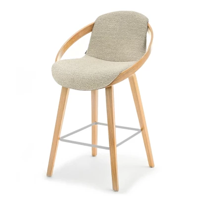 Designová barová židle HODA - dub / béžová