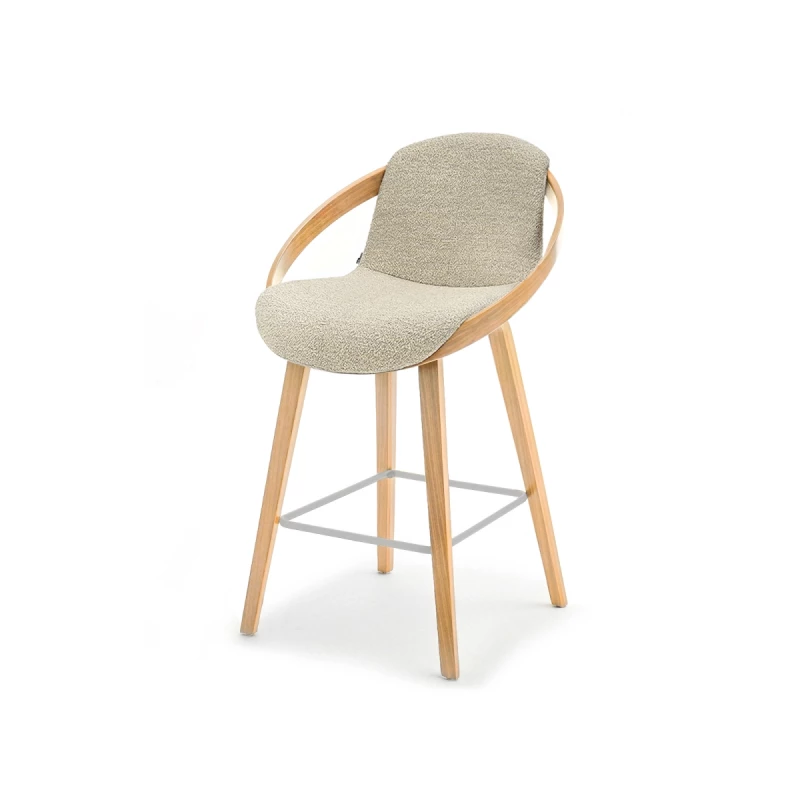 Designová barová židle HODA - dub / béžová