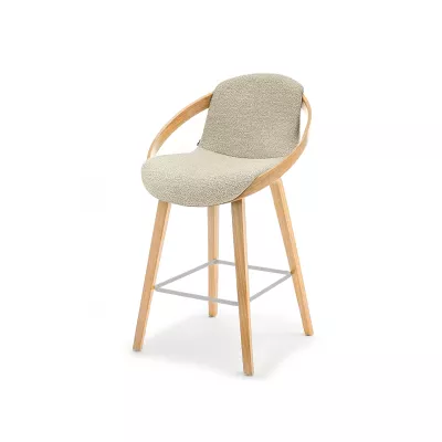 Designová barová židle HODA - dub / béžová