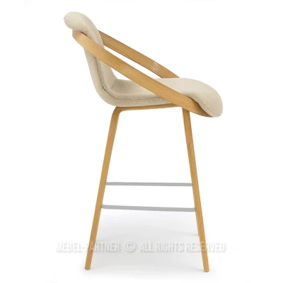 Designová barová židle HODA - dub / béžová