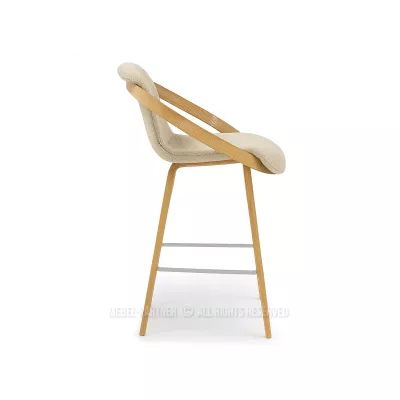 Designová barová židle HODA - dub / béžová