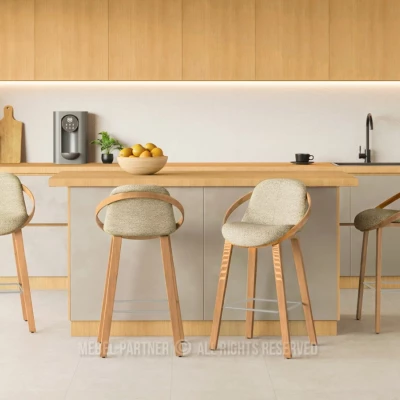 Designová barová židle HODA - dub / béžová