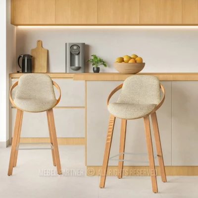 Designová barová židle HODA - dub / béžová