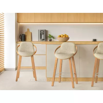Designová barová židle HODA - dub / béžová