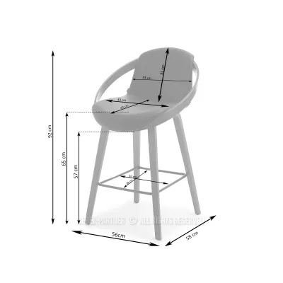 Designová barová židle HODA - dub / béžová