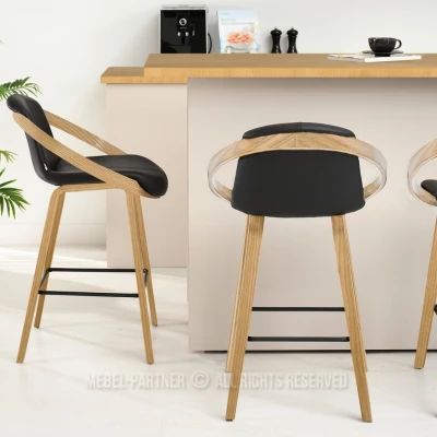 Designová barová židle HODA - dub / černá