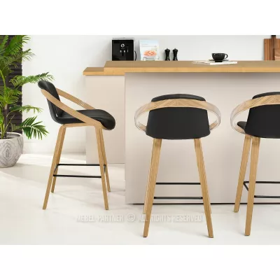 Designová barová židle HODA - dub / černá