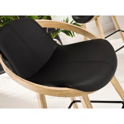 Designová barová židle HODA - dub / černá