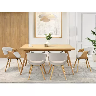 Designová jídelní židle SAROLTA - šedá / dub