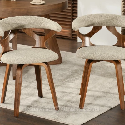 Designová židle ANELIS - béžová / ořech